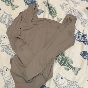 Women's Long Sleeve Taupe Bodysuit